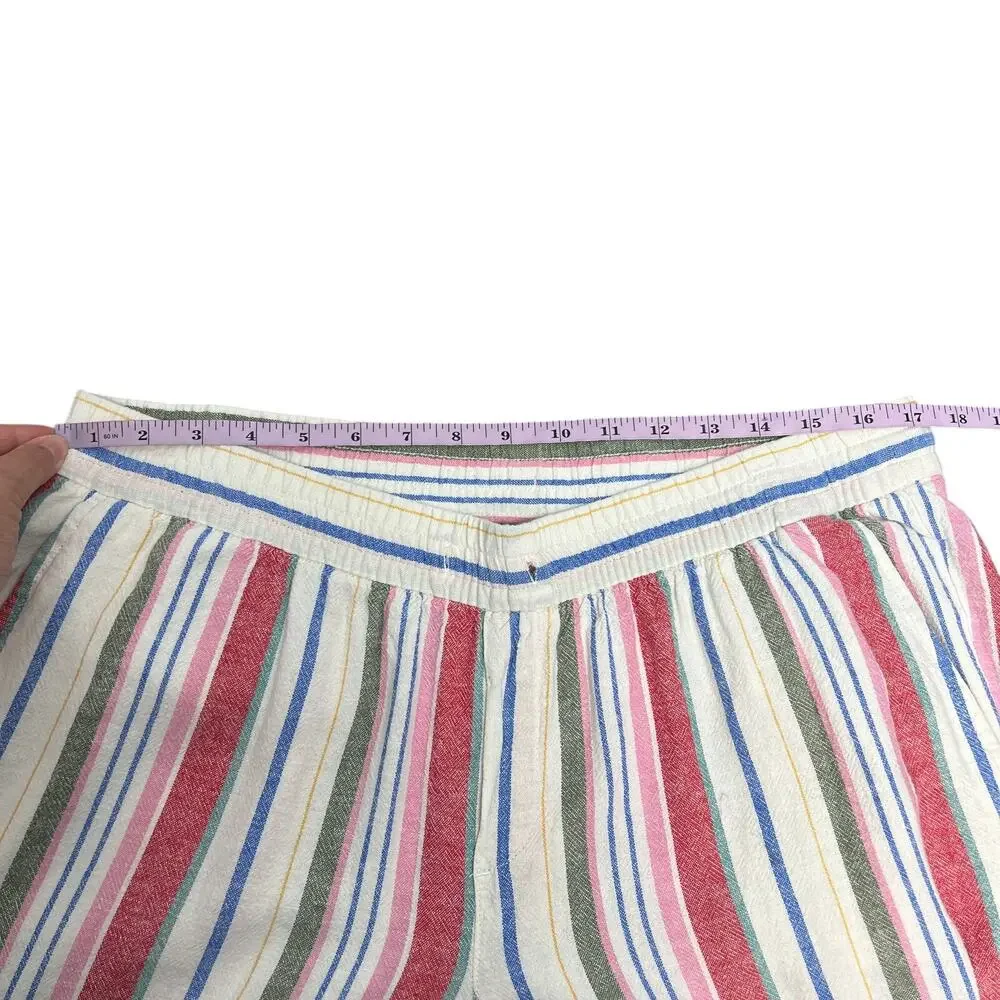 Old Navy Linen Blend Striped Pull On Pants Womens Large Straight Leg Boho Beachy